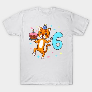 I am 6 with tiger - boy birthday 6 years old T-Shirt